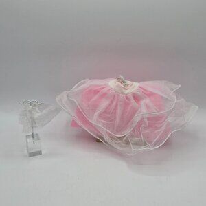 Pink Doll Satin Underskirt With White Glitter Tulle Overlay & Matching Glitter V